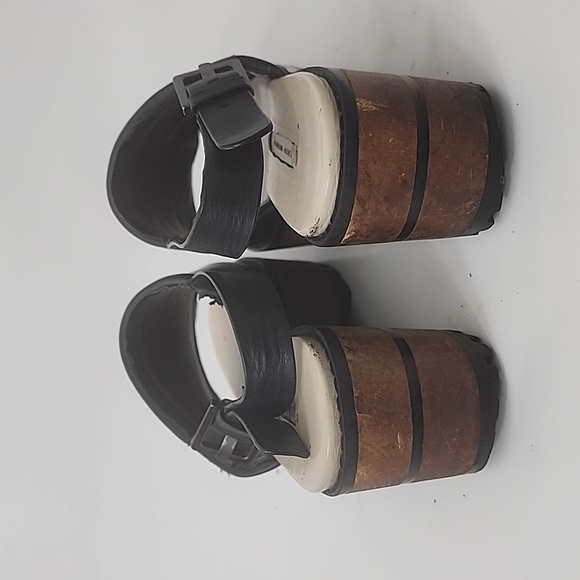 Zara Black sandals with brown wood platform heel Size 38 - Picture 4 of 9